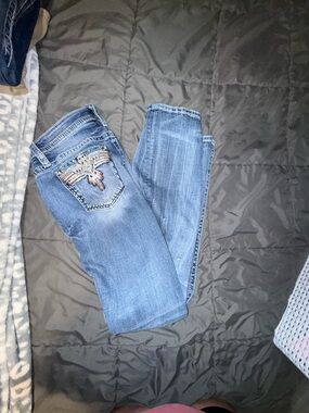 Miss Me Light Blue Skinny Jeans with Embroidered Back Pocket